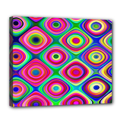 Psychedelic Checker Board Deluxe Canvas 24  X 20  (framed) by KirstenStar