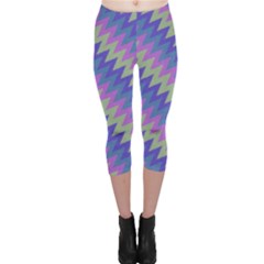 Diagonal Chevron Pattern Capri Leggings by LalyLauraFLM