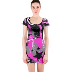 Pink Scene Kid Short Sleeve Bodycon Dress by ArtistRoseanneJones