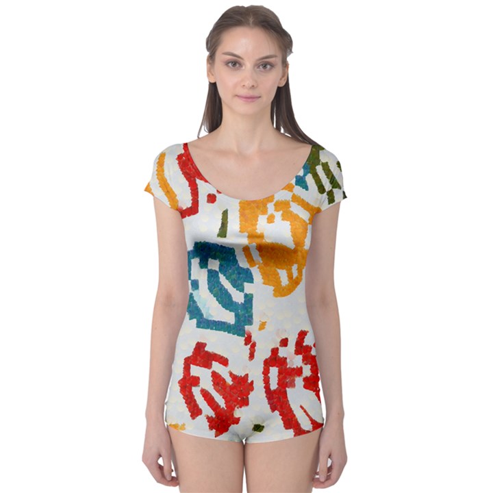 Colorful paint stokes Short Sleeve Leotard