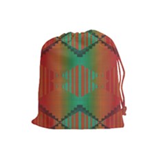 Striped Tribal Pattern Drawstring Pouch by LalyLauraFLM