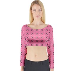 Cute Pretty Elegant Pattern Long Sleeve Crop Top by GardenOfOphir