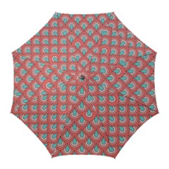 70s Peach Aqua Pattern Golf Umbrellas by ImpressiveMoments