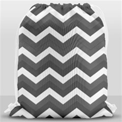 Chevron Dark Gray Drawstring Bag (large) by ImpressiveMoments