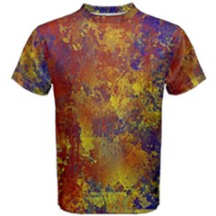 Abstract In Gold, Blue, And Red Men s Cotton Tees by digitaldivadesigns