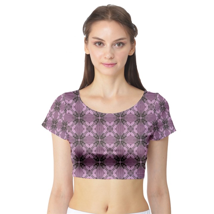 Cute Seamless Tile Pattern Gifts Short Sleeve Crop Top