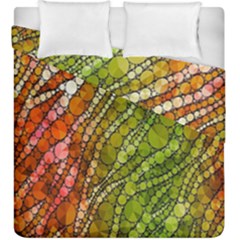 Orange Green Zebra Bling Pattern  Duvet Cover (king Size) by OCDesignss