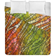 Orange Green Zebra Bling Pattern  Duvet Cover (double Size) by OCDesignss