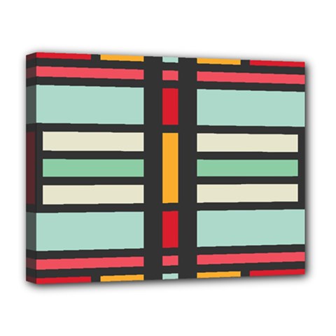 Mirrored Rectangles In Retro Colors Canvas 14  X 11  (stretched) by LalyLauraFLM