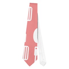 Coral And White Kitchen Utensils Pattern Neckties (one Side)  by GardenOfOphir