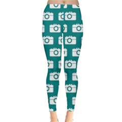 Modern Chic Vector Camera Illustration Pattern Women s Leggings by GardenOfOphir