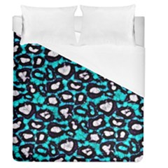 Turquoise Black Cheetah Abstract  Duvet Cover Single Side (full/queen Size) by OCDesignss