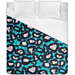 Turquoise Black Cheetah Abstract  Duvet Cover Single Side (double Size) by OCDesignss