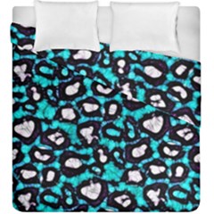 Turquoise Black Cheetah Abstract  Duvet Cover (king Size) by OCDesignss