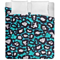 Turquoise Black Cheetah Abstract  Duvet Cover (double Size) by OCDesignss