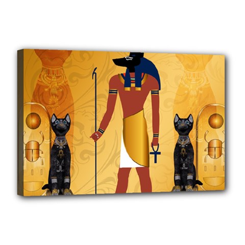 Anubis, Ancient Egyptian God Of The Dead Rituals  Canvas 18  X 12  by FantasyWorld7