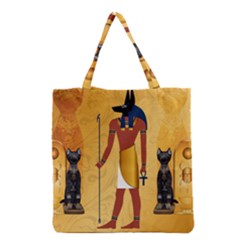 Anubis, Ancient Egyptian God Of The Dead Rituals  Grocery Tote Bags by FantasyWorld7