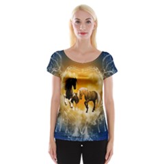 Wonderful Horses Women s Cap Sleeve Top by FantasyWorld7