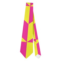 Pink And Yellow Shapes Pattern Necktie by LalyLauraFLM