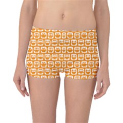 Yellow And White Owl Pattern Boyleg Bikini Bottoms by GardenOfOphir