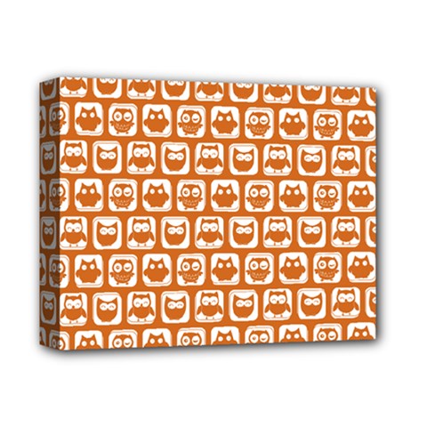 Orange And White Owl Pattern Deluxe Canvas 14  X 11  by GardenOfOphir