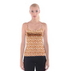 Orange And White Owl Pattern Spaghetti Strap Tops by GardenOfOphir