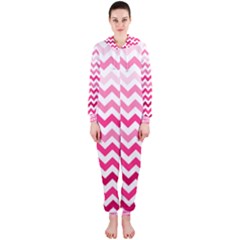 Pink Gradient Chevron Large Hooded Jumpsuit (ladies)  by CraftyLittleNodes