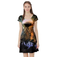 Wonderful Horses In The Universe Short Sleeve Skater Dresses by FantasyWorld7