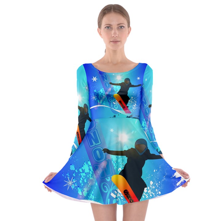 Snowboarding Long Sleeve Skater Dress