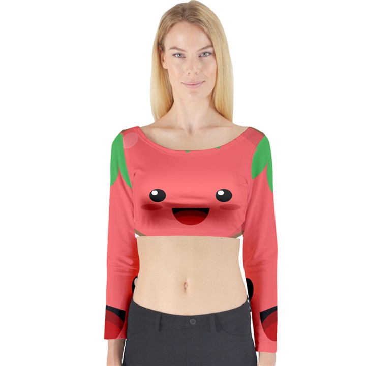 Kawaii Tomato Long Sleeve Crop Top