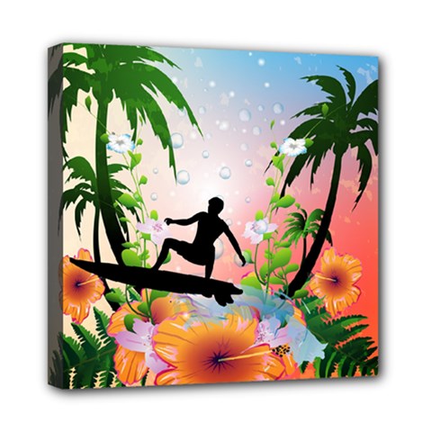 Tropical Design With Surfboarder Mini Canvas 8  X 8  by FantasyWorld7