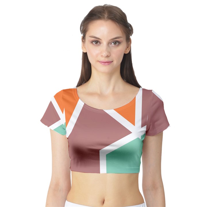 Misc shapes in retro colors Short Sleeve Crop Top