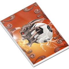 Soccer With Skull And Fire And Water Splash Large Memo Pads by FantasyWorld7