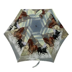 Beautiful Horses Running In A River Mini Folding Umbrellas by FantasyWorld7