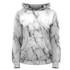 White Marble Stone Print Women s Pullover Hoodies by Dushan