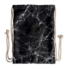 Black Marble Stone Pattern Drawstring Bag (large) by Dushan