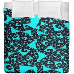 Teal On Black Funky Fractal Duvet Cover (king Size) by KirstenStar