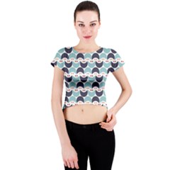 Moon Pattern Crew Neck Crop Top by Kathrinlegg