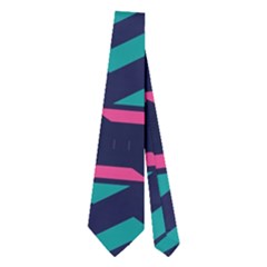 Pink And Blue Shapes Pattern Necktie by LalyLauraFLM