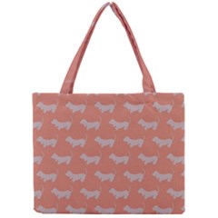 Cute Dachshund Pattern In Peach Tiny Tote Bags by LovelyDesigns4U