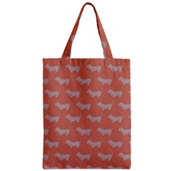 Cute Dachshund Pattern In Peach Zipper Classic Tote Bags by LovelyDesigns4U