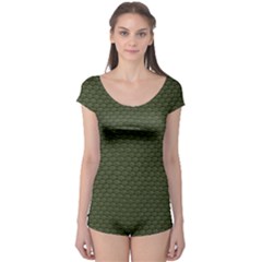 Green Reptile Skin Short Sleeve Leotard by trendistuff