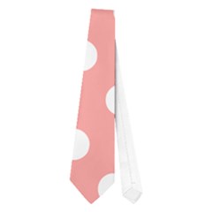 Coral And White Polka Dots Neckties (one Side)  by GardenOfOphir