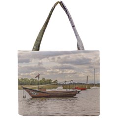 Fishing And Sailboats At Santa Lucia River In Montevideo Tiny Tote Bags by dflcprints