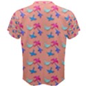 Birds Pattern on Pink Background Men s Cotton Tees View2