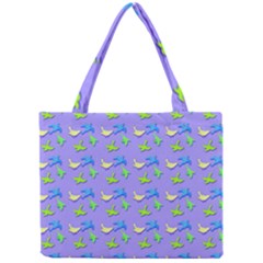 Blue And Green Birds Pattern Tiny Tote Bags by LovelyDesigns4U