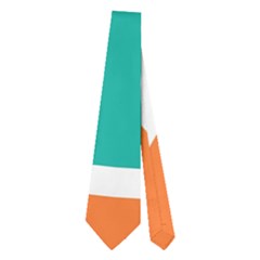 Orange Green Triangles Pattern Necktie by LalyLauraFLM