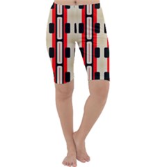 Rectangles And Stripes Pattern Cropped Leggings by LalyLauraFLM