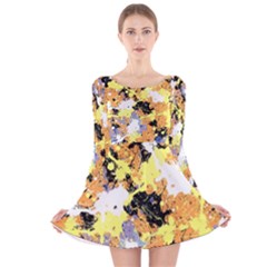 Abstract #10 Long Sleeve Velvet Skater Dress by Uniqued