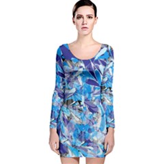 Abstract Floral Long Sleeve Velvet Bodycon Dress by Uniqued